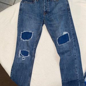 Blue Denim Jeans w/ Patches